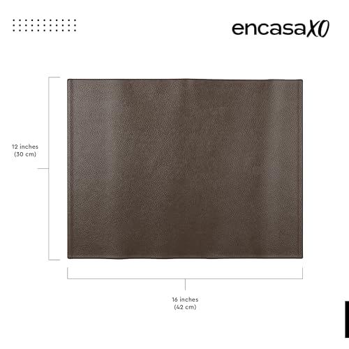 Image of Encasa XO Leather Dining Table Mats Set of 4 | Water Repellent & Heat Resistant Dining Table Mats | Washable & Easy to Clean Placemats for Kitchen Decor - 42x30 cm (Dark Brown)