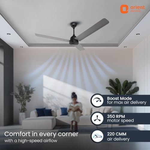 Image of Orient Electric 1200 mm Uno BLDC | BLDC energy saving ceiling fan with Remote |BEE 5-star rated | Saves up to 50% on electricity bills | 3-year warranty by Orient | Black & Grey