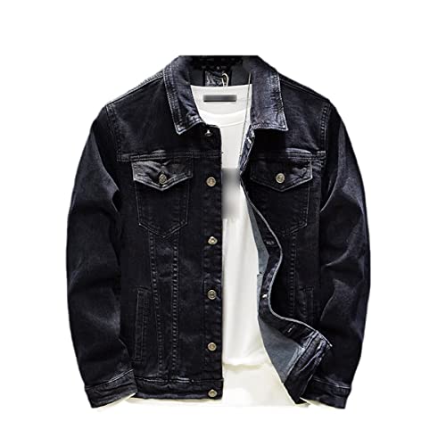 Veste en jean noir homme coupe ajustée au design de poche