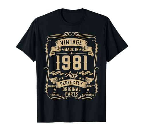 Vintage 1981 44yr 44th Birthday Gifts for Men 44 Years Old T-Shirt