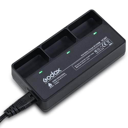 Godox VC26T Multi Battery Charger for VB26/VB30 Batteries, Fast Charging Solution for Godox V100, V1 Pro, and V1 Flash