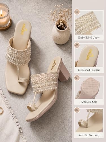 Image of AROOM Women's One Toe Block Heels Stability | Comfortable & Stylish Sandals for Women & Girls | Women Wedge Heels Thong Sandals| Comfort Orthopaedic Sandals | Doctor Heels Slippers | Arch Support & Stylish Block Heel Cushion | Lightweight Anti-Skid Sole | Ultra-Cushioned Shock Absorbing Footbed | Open Toe & Toe Separator Style | Peep-Toe | Mary Jane Women Daily Use Formal Wedges | Ladies Casual Wear Footwear | Kohlapuri Chappal Heels | Bridal, Wedding Sandals | Slip-on | Pump and Mule Sandals