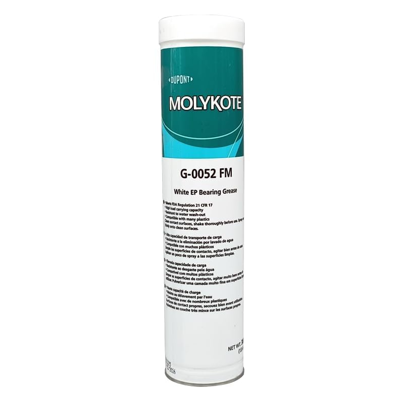 Molykote G-0052 FM White EP - Grasso per cuscinetti 380 g, grasso multiuso per contatto con gli alimenti occasionali, lubrificante meccanico per cuscinetti, catene, ingranaggi, a prova di alimenti