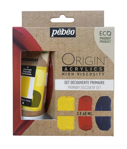 Image of PEBEO Pebeo-Origin Acrylics-Primary Discovery Set 3x60 ml, Yellow, Red, Cyan