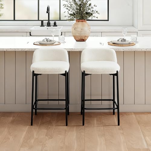Image of 26 Inch Counter Height Bar Stools Set of 2, Modern Barstools, White