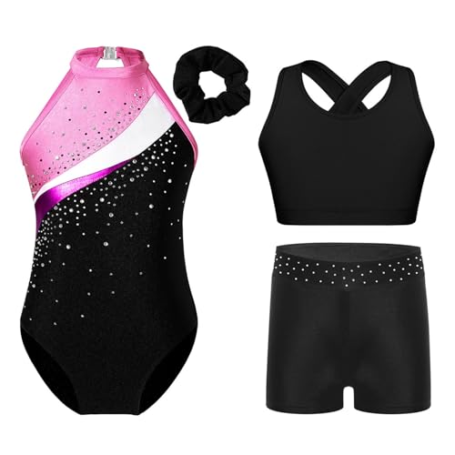 Loyan Girls 4Pcs Activewear Set Tank Biketards Tumbling Outfits Gymnastics Leotards Dance Unitards