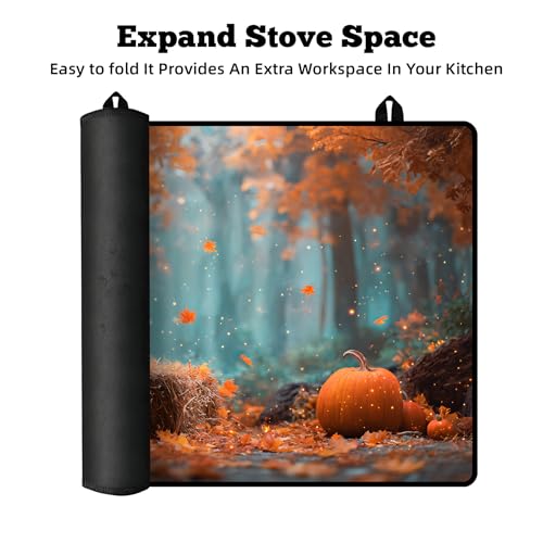Image of Multi-Design Stove Cover for Glass /Electric Stoves - 3-in-1 Heat-Resistant Protector Mat, Non-Slip Drying Rack 28 inchx20 inch
