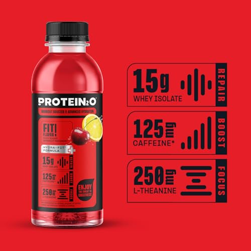 Image of Protein2o 15g Whey Protein Infused Water Plus Energy, Cherry Lemonade, 16.9 oz Bottle (Pack of 12)