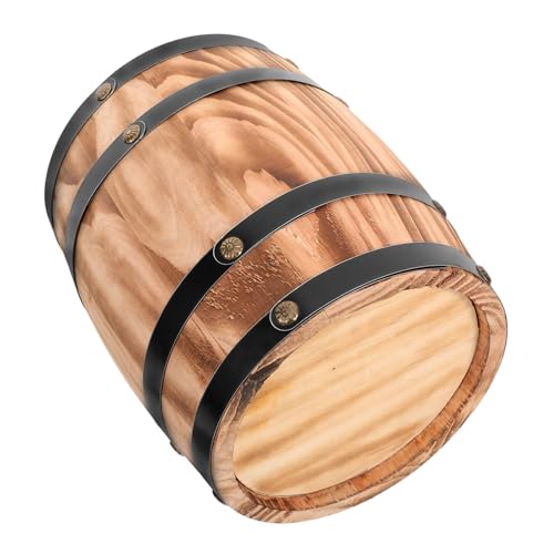 Artibetter Decoración Barril de Madera Robusta Vintage Adorno Barril de Vino Artesanal para Hogar y Bar Modelo Antiguo de Barrica de Madera de Roble