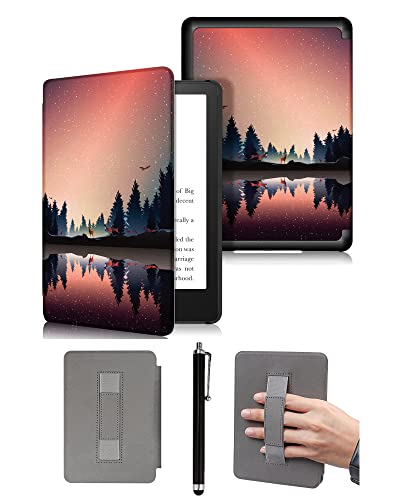 Custodia da 6 Slim Painted per Kindle 11th Generation-2022 Modello C2V2L3 . Protettiva Impermeabile con Funzione da Auto-Veglia A Sonno con Design del Cinturino Manuale