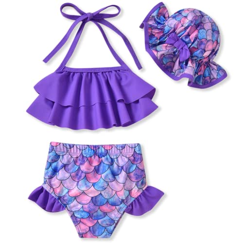 Image of Aalizzwell Toddler Baby Girls Swimsuit with Hat
