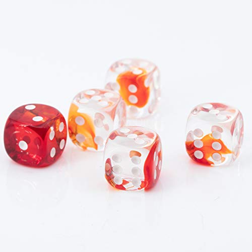 WeLoveDice [ドイツ製] サイコロ ダイス 6面 5個 16mm クリア クリスタルレッド/白のサムネイル