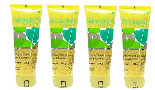 Ahaglow Advanced Face Wash Gel with AHA(Alpha-Hydroxy Acid)|Jojoba Oil|Tea Tree Oil|Allantoin|Vitamin E|Oakbark Extract|Dermatologically Tested| 200g * 4 - Torrent Pharma