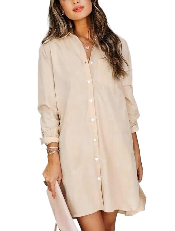 MINTLIMIT Womens Button Down Shirt Dress Spring Summer Loose Casual Long Sleeve Shirt Dresses with Pockets 2025 Trendy
