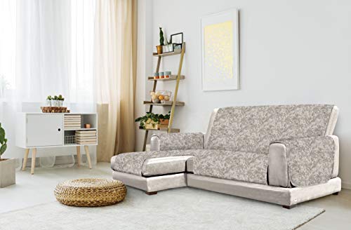 Italian Bed Linen “Glamour” Funda para sofà Anti-Deslizamiento con Chaise-Longue, Izquierda, marròn, 240cm