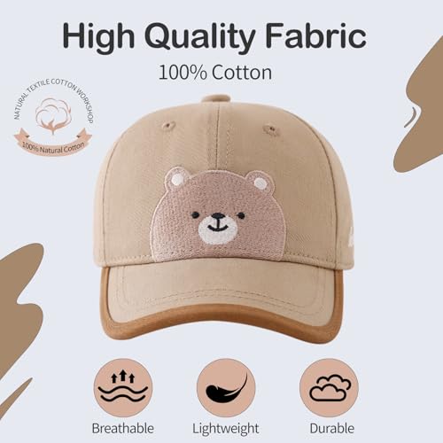 Toddler Cute Bear Baseball Caps Adjustable Cotton Caps Lightweight Sun Hat for Baby Boys Girls Age 1-3T3