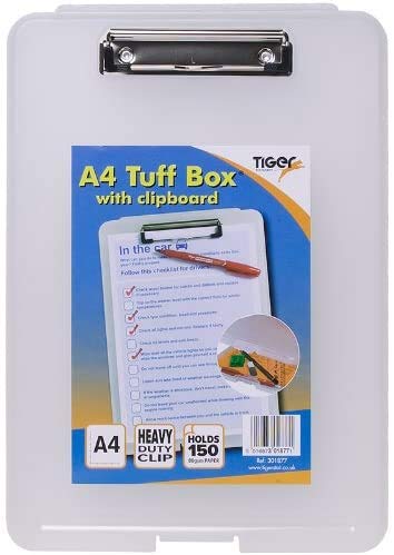 A4 Tuff Clear Box with Clipboard 150 Sheets