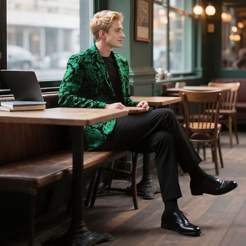 KUDORO Mens Floral Suit Jacket Dress Tuxedo Slim Fit Two Button Sports Coats Blazer for Dinner Party3