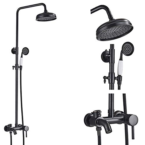 LOPIXUOLOPIXUOShower Faucet Rainfall Shower Wall Mount Black Shower System Single Handle Mixer Tap Black Shower Mixer For Bathroom,PingGuo,C