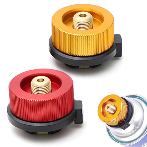 UIEXAY 2 Pièces Adaptateurs De Cartouche De Gaz Universels Pour Réchaud Camping, Accessoires Butane, Adaptateur Compact Et Portable, Inoxydable Pour Activités...