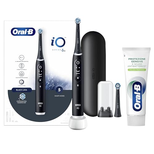 Oral-B Spazzolino Elettrico Ricaricabile iO6 Nero Con Custodia Da Viaggio, 1 Spazzolino + 1...
