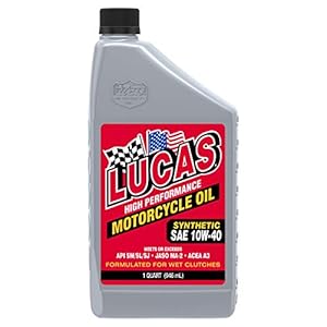 Lucas Oil 10793 Synthetic SAE 10W-40 Motorcycle Oil Ma2, 32. Fluidounces, 1 Quart, 1 Pack