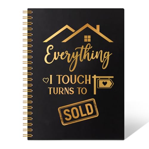 THEBESTU Everything I Touch Truns to Sold 160 Pages Blank Spiral Notebook, Funny Real Estate Agent Gifts for Salesman, Realtor Gifts for Sales Reps Realtor, Closing Gifts Thank You Gifts for Realtor
