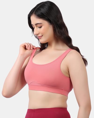 Image of Lavos Bamboo Cotton Comfort Sleeping Bra for Women, Slip On Bras to Wear at Home, Non-Padded & Non-Wired Sports Bras, Full /High Coverage, Soft Comfortable & Breathable Broad Strap Bra (Pack of 2)