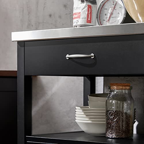 Foto von SoBuy Küchenwagen mit Arbeitsplatte Servierwagen mit Rollen Beistelltisch Holz Rollwagen Küchenregal stehend Vielseitiger Küchenschrank für Küche, Outdoor & Schlafzimmer Schwarz 60x92x45cm FKW22-SCH