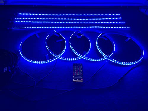 (8PCS KIT) Sando Tech RGB Multi-Colors Shift 4PCS 15.5'' Led Wheel Light Rim Lights + 4PCS 4Ft LED Underglow Light Strips 8plugs Sync/Double Row Wheel Lights Bluetooth APP Ctrl
