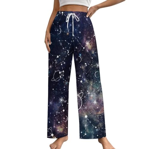 Pantalon de pyjama espace femme Planète Étoile avec poches en taille S