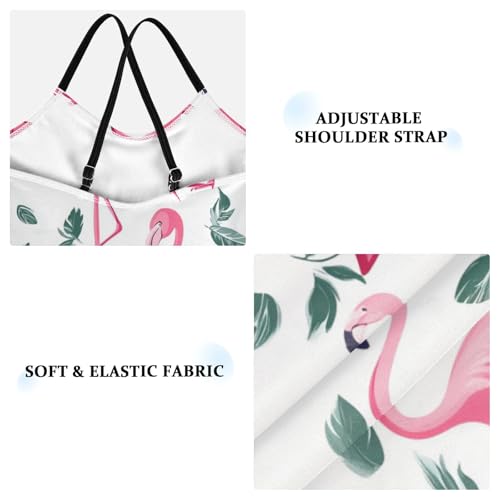 Beautiful Flamingo Girls One Piece Swimsuits Pink Bow Sport Halter Swimwear Beach Bathing Suit 3T3