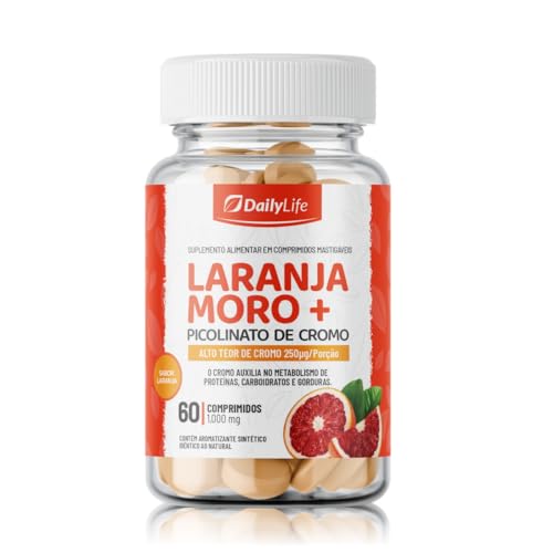 Laranja Moro + Picolinato de Cromo Chromium Picolinate 250mcg 60 Comprimidos Mastigaveis Importado - Daily Life