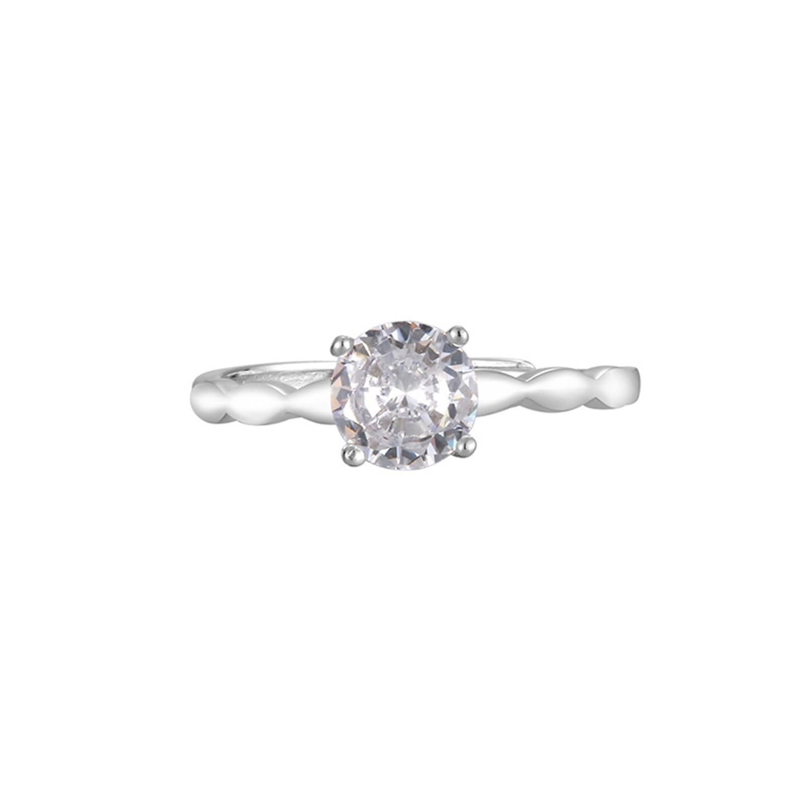 Anello Donna di Fidanzamento Oro Bianco 375/585/750,Solitario Rotondo con Moissanite Anello Donna Matrimonio Argento