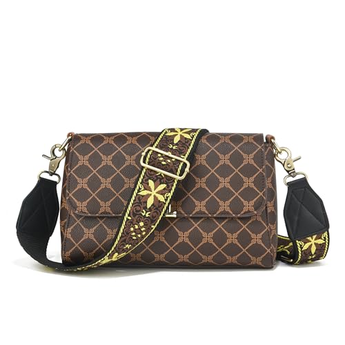 Image of LEMEDE Purse Strap,2 inch Leather End Shoulder Strap Adjustable Replacement,Retro Jacquard Multi-pattern Crossbody Bag Straps