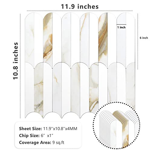 Vamos Tile Peel And Stick Backsplash Seamless Tile,10 Sheets Stick On Backsplash For Kitchen And Bathroom, 12'' X 12''Calacatta Gold Marble Look Pvc Self Adhesive Mosaic Wall Tiles (Matted) #TOP1