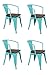 La Silla Española - Pack 4 Sillas estilo Tolix con respaldo, reposabrazos y asiento acabado en madera. Color Turquesa. Medidas 73x53,5x52