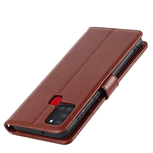 Ｈａｖａｙａ For Samsung Galaxy A21S Phone Case With Card Holder,For Galaxy A21S Wallet Case For Women,For Samsung A21S Flip Cell Phone Cover With Credit Card Holders-Brown #TOP3