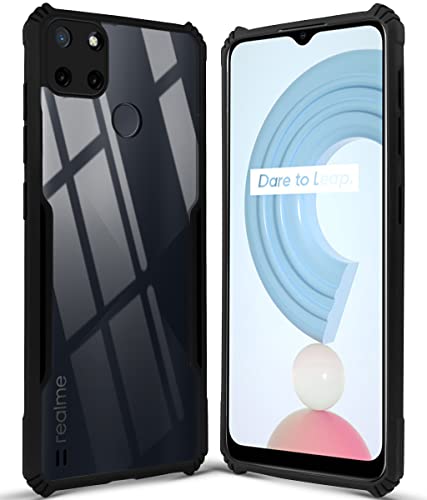 Image of Jkobi Back Cover Case for Realme C25Y | C21Y (Crystal Glass Back | Camera Protection | Shockproof Bumpers | Professional Black)