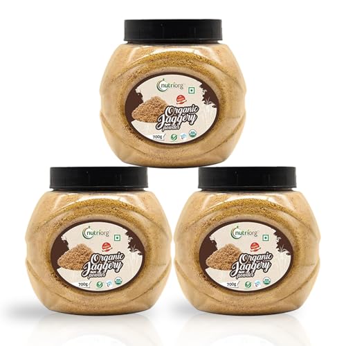 Image of NutriOrg Organic Jaggery Powder 2.1kg (Pack of 3 * 700) | Certified USDA Approved | Organic | No Added Preservatives & Artificial colour |
