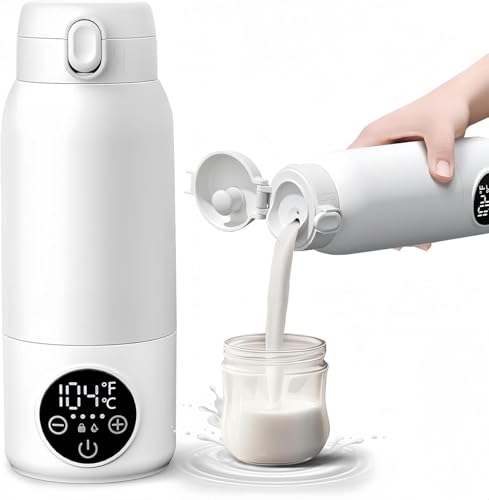 GRSMISポータブル ミルク 電気ケトル ポータブル湯沸かし器 LCD温度表示 充電式 防水 急速沸騰 大容量 温度調節可能 空焚き防止 持ち運び便利 粉ミルク/旅行/車内/車中泊/職場用 (充電式モデル,CY521 華氏/摂氏切り替え機能付きウォーター