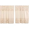 Vhc brands simple life flax natural country farmhouse kitchen window curtain ruffled tier set of 2 36×36  urban country home decor