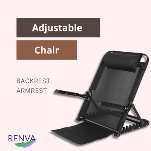 Image of RENVA Adjustable Sit Up Back Rest, Armrest Backrest Chair, 7 Speed Adjustment,Premium Stainless Steel Heavy Duty Adjustable Back Rest for Bed Back Support for Post Surgery