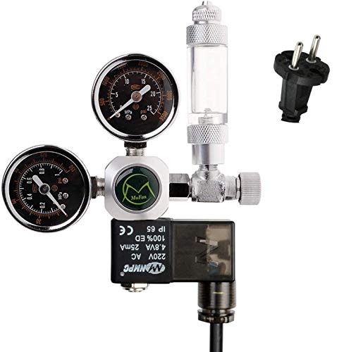 NICREW Regulador CO2 Acuario, Reductor de Presion de CO2 para Acuarios, Contador de Burbujas y 2 Manometros, Interfaz W21,8