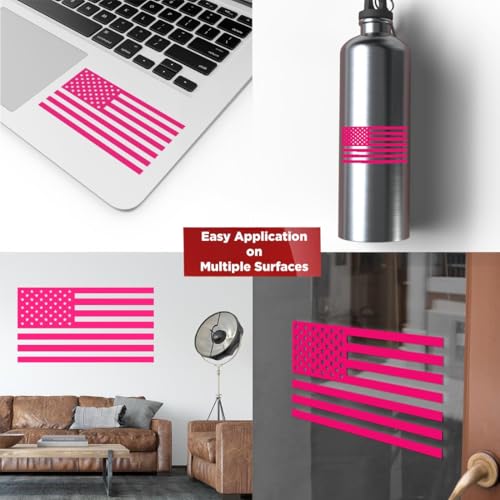 Image of American Flag Vinyl Decal USA Tactical Military Patriotic Subdued (Pink) (Set of 2) Premium Waterproof Vinyl Decal Stickers for Car Truck RV Helmet Bumper Window Laptop Rearview Mirror