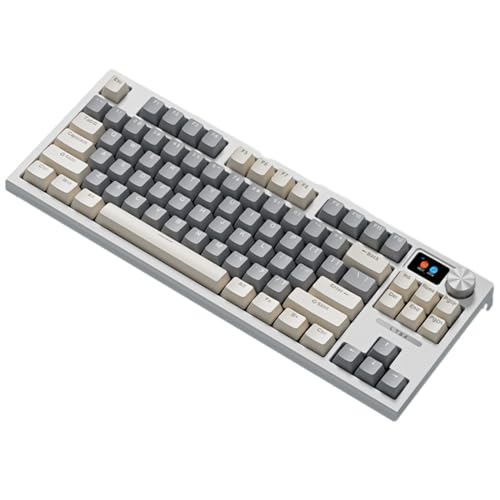Sikai Teclado mecánico, pantalla a color, inalámbrico, 84 teclas (interruptor azul mar), antighosting, intercambio en caliente, programable, RGB, teclado de oficina para juegos, Bluetooth/2,4