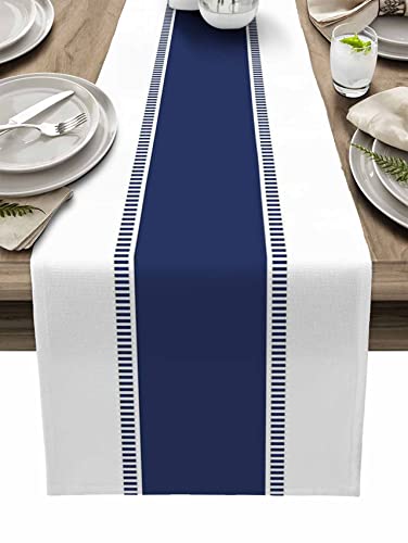 Navy Blue Table Runners 90 inches Long, Farmhouse...
