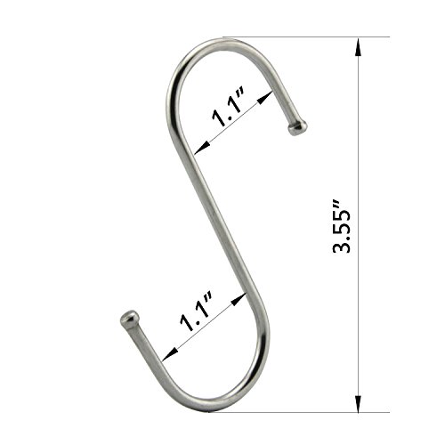RuiLing Premium S Hooks - S Shaped Hook - Heavy Duty Stainless Steel Hanger Hooks - Ideal for Hanging pots and Pans, Plants, Utensils, Towels etc. Size Large Set of 12
