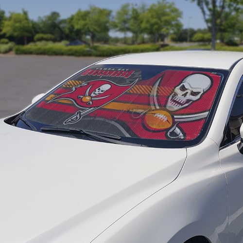 Image of Fanmats NFL Windshield Sun Auto Shade, Sun Shield Sun Visor Accordion tri-fold for Storage 59 inch x 29.5 inch, Colorful Team Design