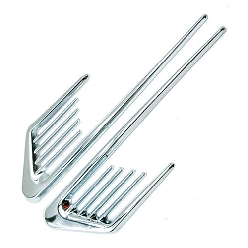 【2個セット】 汎用 サメエラ風 ダミーダクト サイドフェンダー 装飾パーツ メッキ調 金属風デザイン 両面テープ取付 カスタム ドレスアップ サイドガード ボンネット エアロパーツ 車外アクセサリー (シルバー)